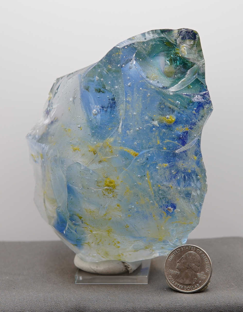 *One of a Kind* Gem Multi Rainbow "Heart" with Sea Foam Monatomic Andara Crystal 842.0 g. - Image 15