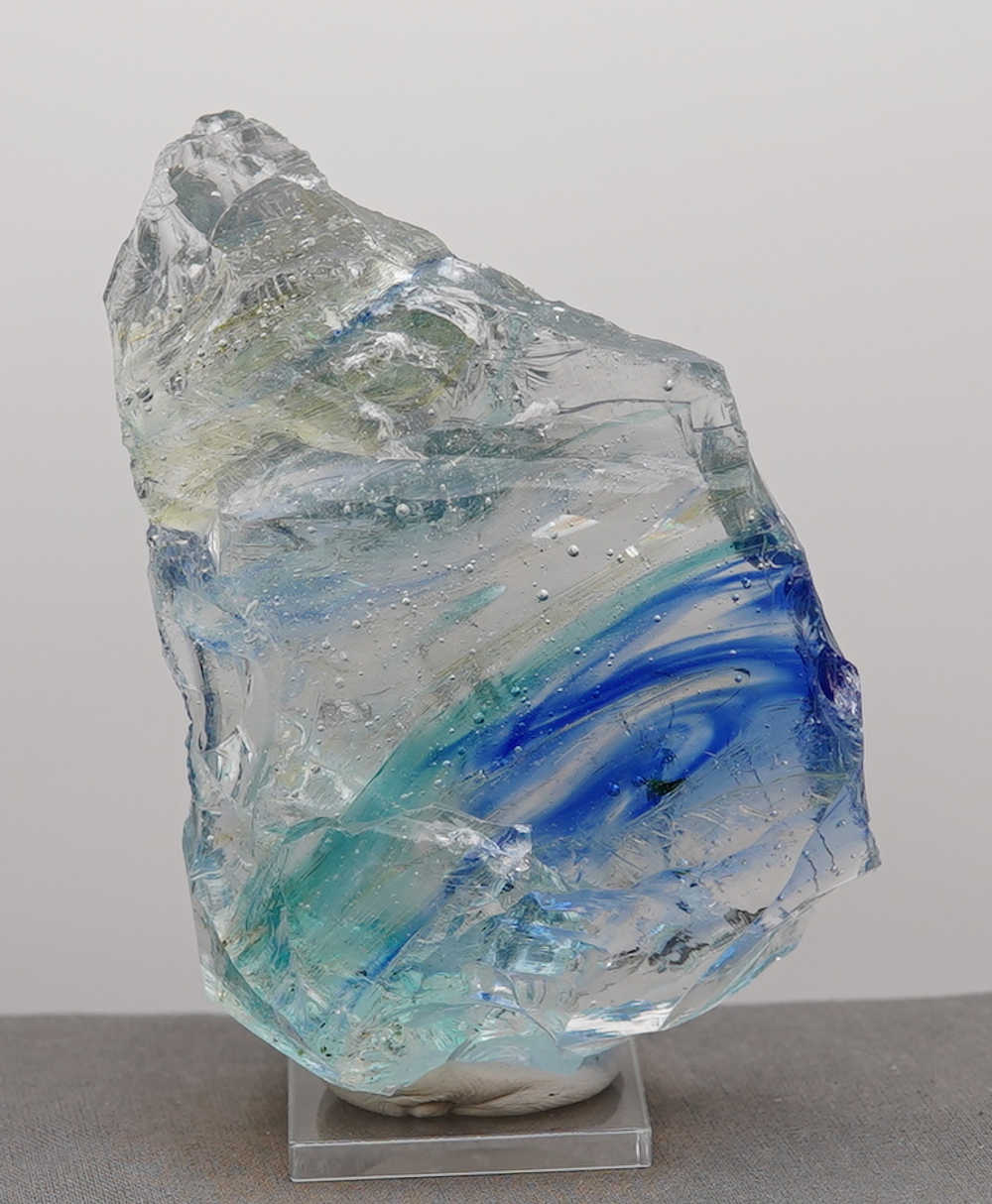 *One of a Kind* Gem Multi Rainbow "Heart" with Sea Foam Monatomic Andara Crystal 336.7 g. - Image 4