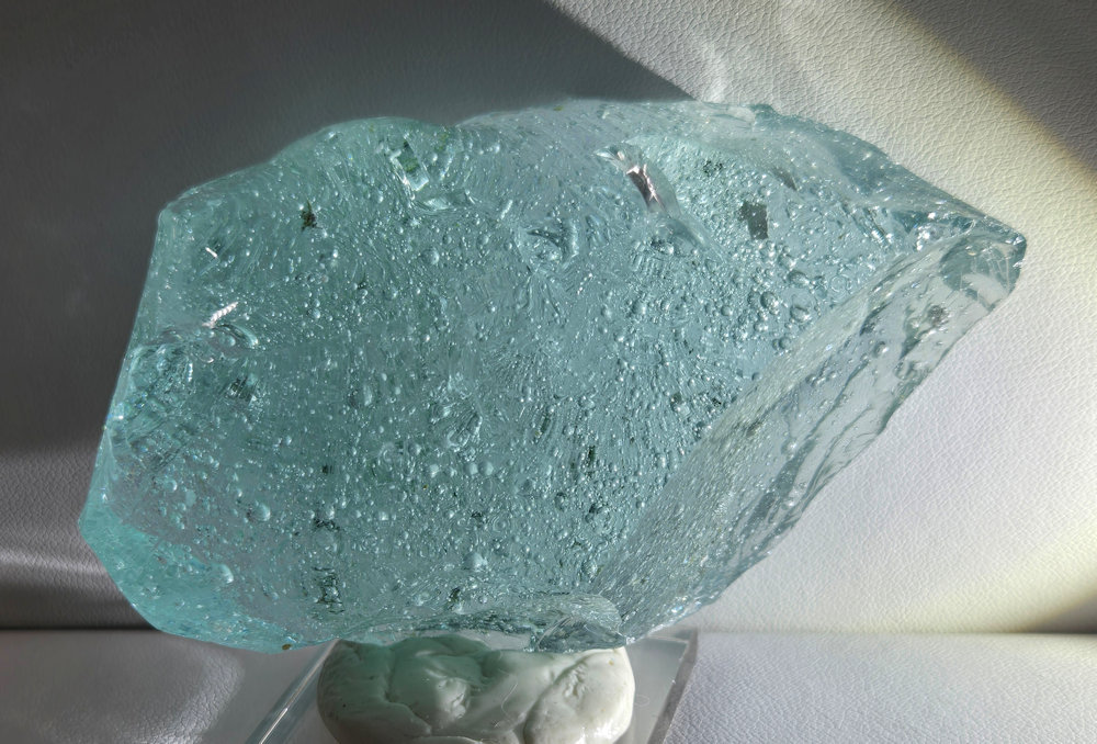 Rare Gem Bleu Topaz Sea Foam "Heart" Monatomic Andara Crystal 182.4 g.